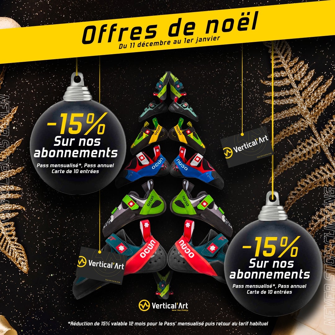 Offres de Noël à Vertical'Art Dijon : 15% sur les formules de grimpe